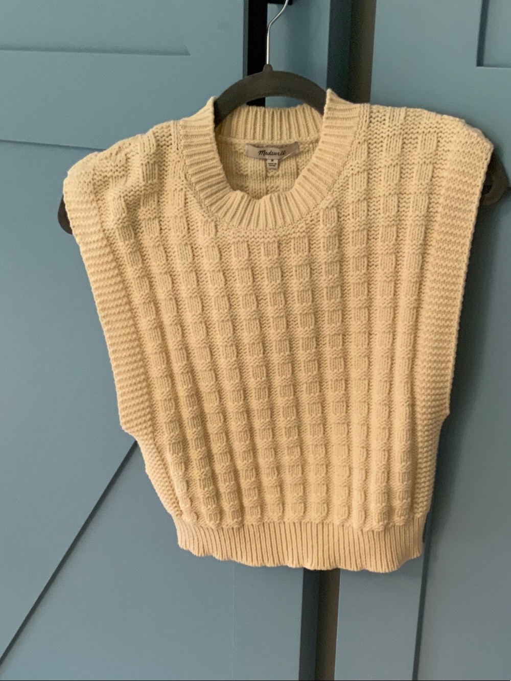 Madewell Cream Cable Knit Sleeveless Sweater Vest